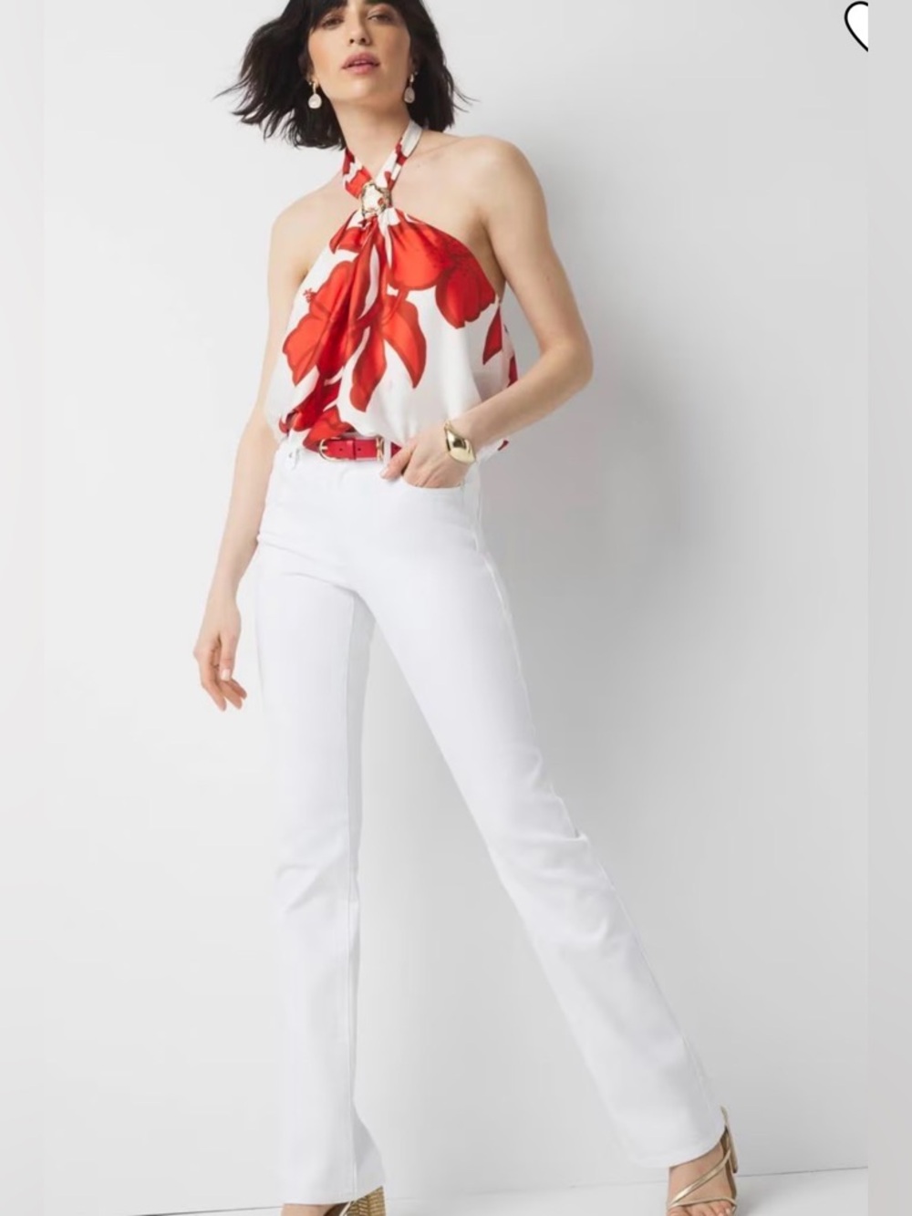 White House Black Market white Flare Jeans